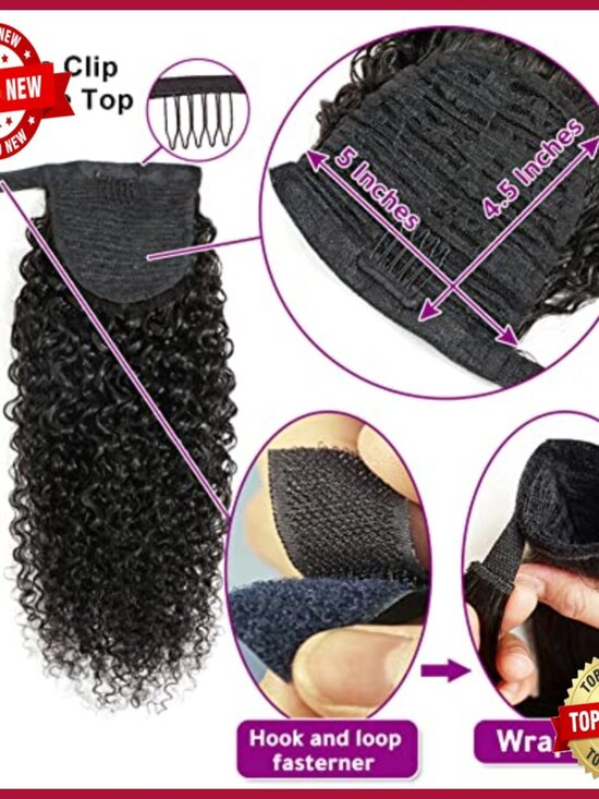 22 Inch Brazilian Human Hair Ponytail Extension Wrap Around Clip In 110g main image 6